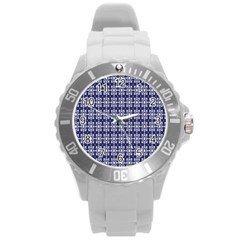 Floral-navi Round Plastic Sport Watch (L)