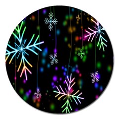 Snowflakes-star Calor Magnet 5  (round) by nateshop