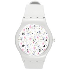 Background-flower Beatiful Round Plastic Sport Watch (m) by nateshop