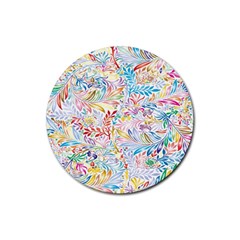 Floral Pattern Rubber Coaster (round) by nateshop