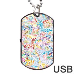 Floral Pattern Dog Tag Usb Flash (one Side) by nateshop