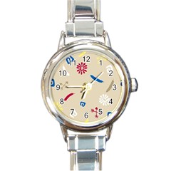 Pattern-star Moca Round Italian Charm Watch by nateshop