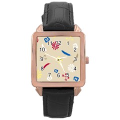 Pattern-star Moca Rose Gold Leather Watch  by nateshop