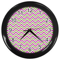 Mave,chevron,white,navi,purple Wall Clock (black) by nateshop