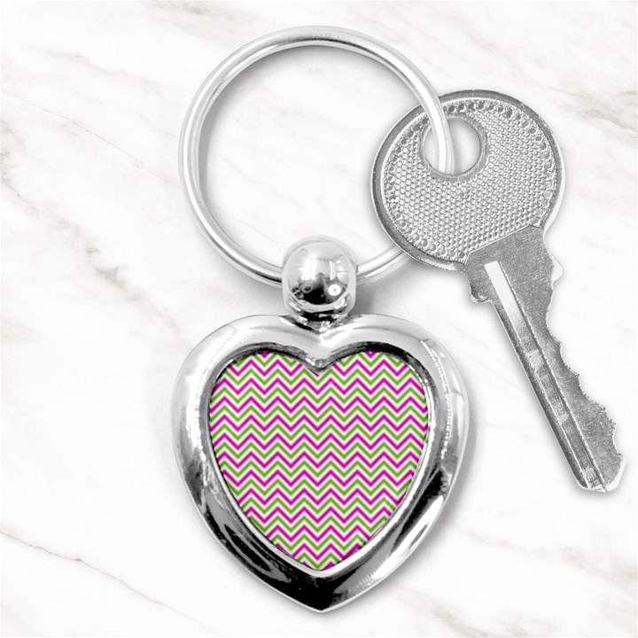 Mave,chevron,white,navi,purple Key Chain (Heart)