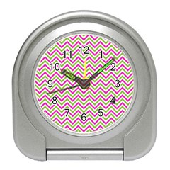 Mave,chevron,white,navi,purple Travel Alarm Clock by nateshop