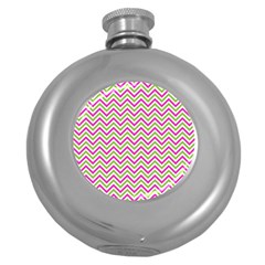 Mave,chevron,white,navi,purple Round Hip Flask (5 Oz) by nateshop