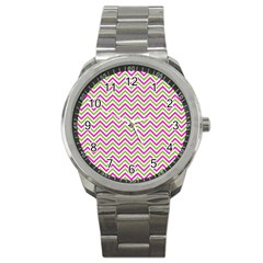 Mave,chevron,white,navi,purple Sport Metal Watch by nateshop