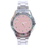 Mave,chevron,white,navi,purple Stainless Steel Analogue Watch Front