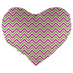 Mave,chevron,white,navi,purple Large 19  Premium Flano Heart Shape Cushions Back