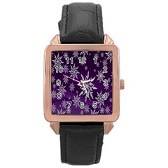 Star Christmas Rose Gold Leather Watch 