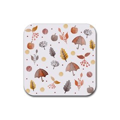 Autumn Boho Art Boho Background Rubber Coaster (square) by Wegoenart