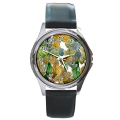 Illustration Sheet Autumn Color Drawing Round Metal Watch by Wegoenart