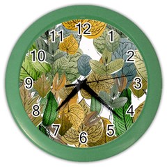 Illustration Sheet Autumn Color Drawing Color Wall Clock by Wegoenart