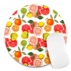 Citrus Fruit Seamless Pattern Round Mousepads by Wegoenart