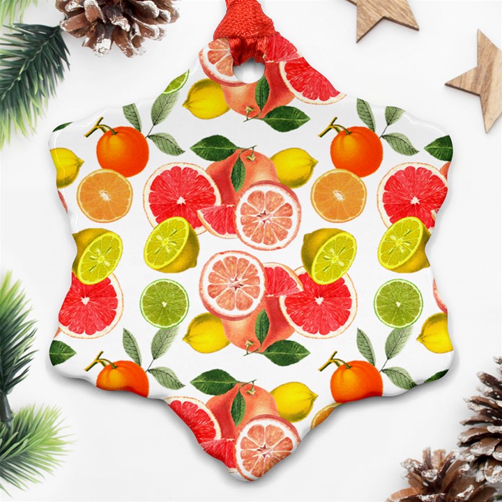 Citrus Fruit Seamless Pattern Ornament (Snowflake)