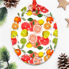 Citrus Fruit Seamless Pattern Ornament (oval Filigree)