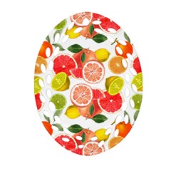 Citrus Fruit Seamless Pattern Oval Filigree Ornament (two Sides) by Wegoenart