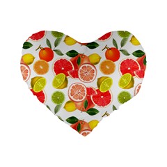 Citrus Fruit Seamless Pattern Standard 16  Premium Heart Shape Cushions by Wegoenart