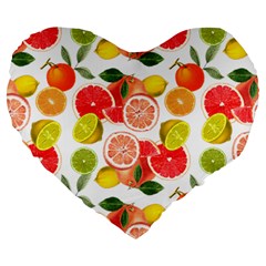 Citrus Fruit Seamless Pattern Large 19  Premium Heart Shape Cushions by Wegoenart