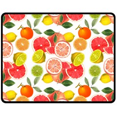 Citrus Fruit Seamless Pattern Double Sided Fleece Blanket (medium)  by Wegoenart