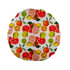 Citrus Fruit Seamless Pattern Standard 15  Premium Flano Round Cushions by Wegoenart