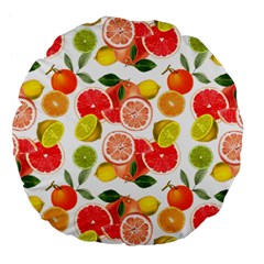 Citrus Fruit Seamless Pattern Large 18  Premium Flano Round Cushions by Wegoenart