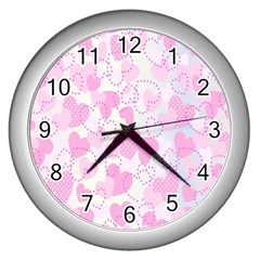 Valentine-background-hearts-bokeh Wall Clock (silver)