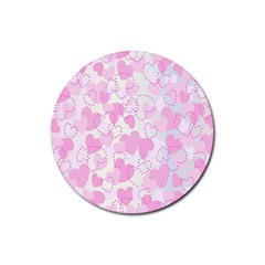 Valentine-background-hearts-bokeh Rubber Round Coaster (4 Pack) by Zezheshop