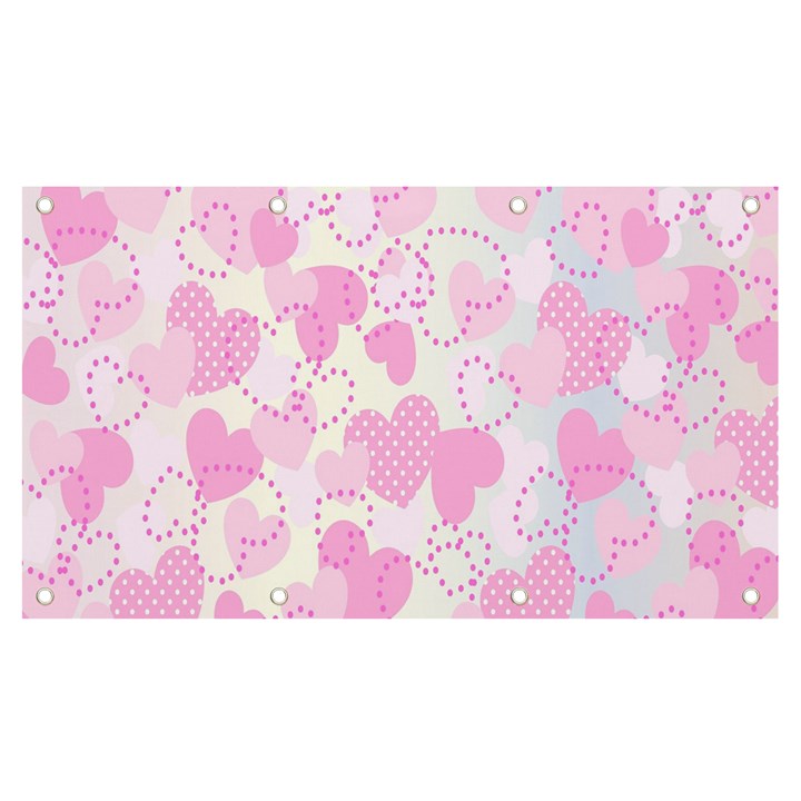 Valentine-background-hearts-bokeh Banner and Sign 7  x 4 