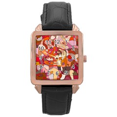 Abstract-ilustrasi Rose Gold Leather Watch  by nateshop