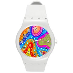 Abstract-tekstur Round Plastic Sport Watch (m) by nateshop