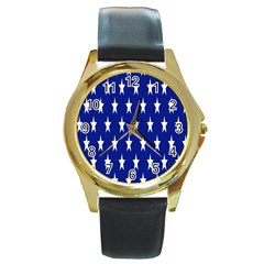 Banner-star Blue Round Gold Metal Watch by nateshop