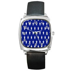 Banner-star Blue Square Metal Watch by nateshop