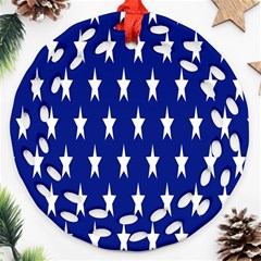 Banner-star Blue Round Filigree Ornament (two Sides) by nateshop