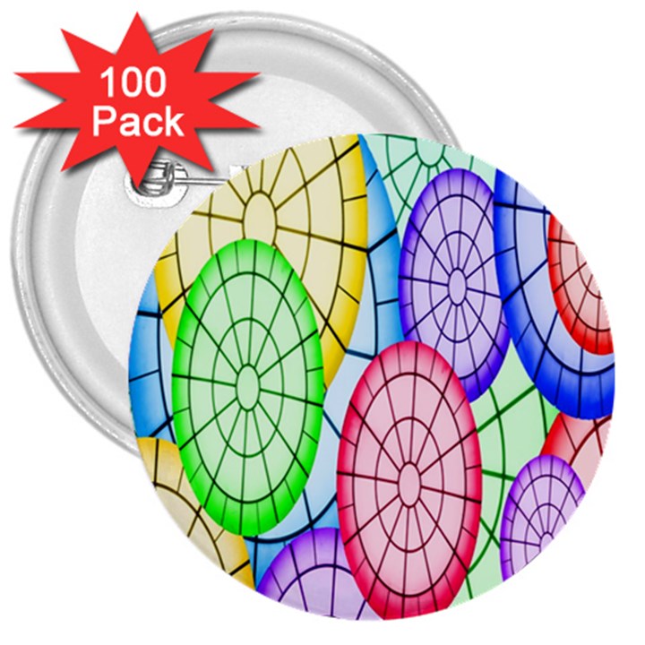 Circles-calor 3  Buttons (100 pack) 