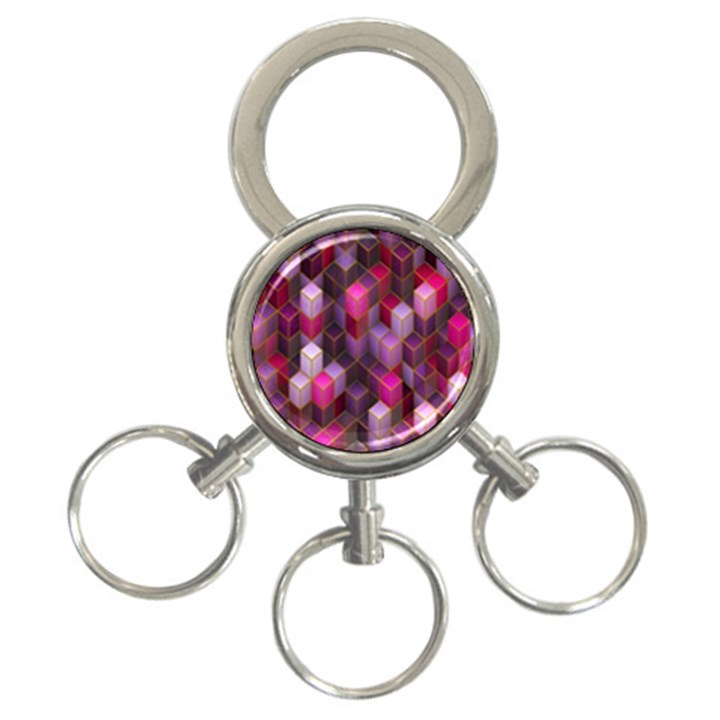 Cube-surface 3-Ring Key Chain