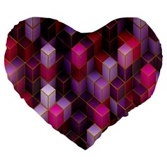 Cube-surface Large 19  Premium Heart Shape Cushions by nateshop