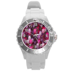 Cube-surface Round Plastic Sport Watch (l) by nateshop