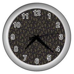 Floral,elegan Wall Clock (silver) by nateshop