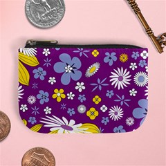 Floral-purple Yellow Mini Coin Purse by nateshop