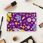 Floral-purple Yellow Cosmetic Bag (Medium) Front