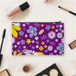 Floral-purple Yellow Cosmetic Bag (Medium) Back