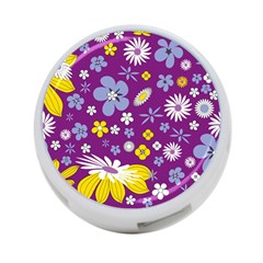 Floral-purple Yellow 4-port Usb Hub (two Sides) by nateshop