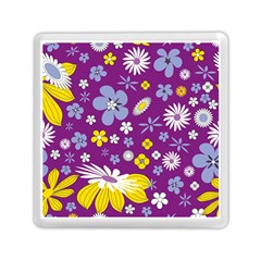 Floral-purple Yellow Memory Card Reader (square) by nateshop