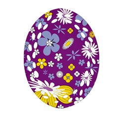 Floral-purple Yellow Ornament (oval Filigree) by nateshop