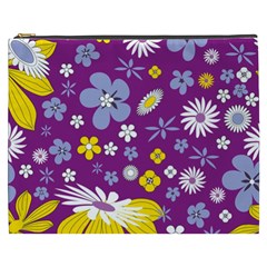 Floral-purple Yellow Cosmetic Bag (xxxl) by nateshop