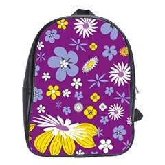 Floral-purple Yellow School Bag (xl) by nateshop