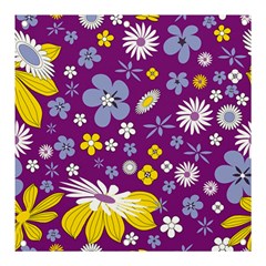 Floral-purple Yellow Banner And Sign 3  X 3  by nateshop