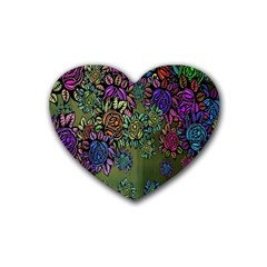 Flowers Rubber Coaster (heart) by nateshop